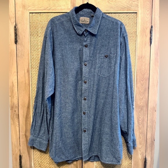 Men’s Redhead Ranch Button Down Elbow Patch Shirt 2XLT Tall XXL Flannel Blue Big - Picture 1 of 8